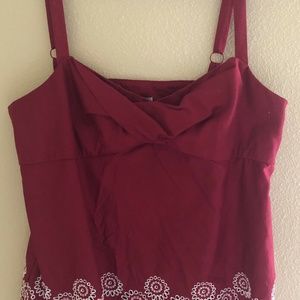 Ann Taylor Loft Sz 14 Petite Red & White Tank Top